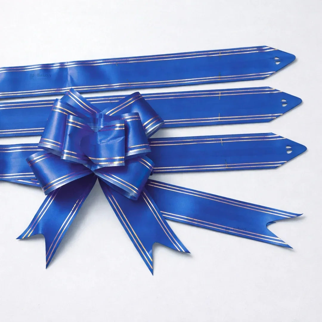65 cm Pull Up Gift Ribbon Bow | Easy Self-Tie Decorative Ribbon for Gift Wrapping & Hampers | Multiple Colours Available | Pack of 10 - Bakeyy.com - India - 65 cm Pull Up Gift Ribbon Bow | Easy Self-Tie Decorative Ribbon for Gift Wrapping & Hampers | Multiple Colours Available | Pack of 10 - Navy Blue 60.00