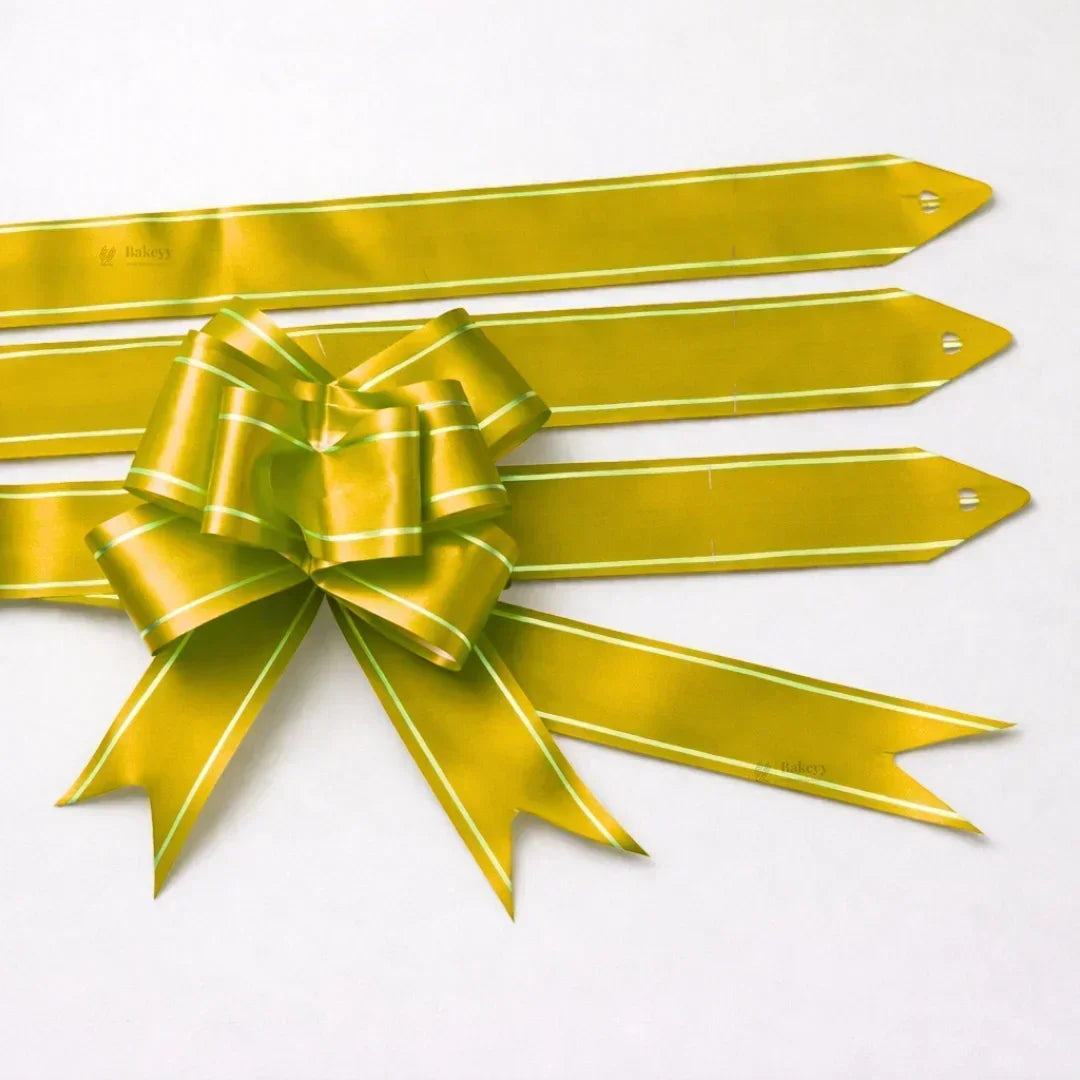 18 cm Pull Up Gift Ribbon Bow | Easy Self-Tie Decorative Ribbon for Gift Wrapping & Hampers | Multiple Colours Available | Pack of 10 - Bakeyy.com - India - 18 cm Pull Up Gift Ribbon Bow | Easy Self-Tie Decorative Ribbon for Gift Wrapping & Hampers | Multiple Colours Available | Pack of 10 - Yellow 12.00