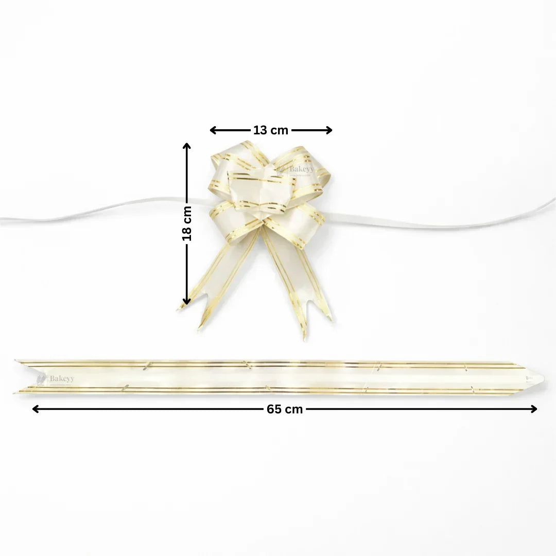 65 cm Pull Up Gift Ribbon Bow | Easy Self-Tie Decorative Ribbon for Gift Wrapping & Hampers | Multiple Colours Available | Pack of 10 - Bakeyy.com - India - 65 cm Pull Up Gift Ribbon Bow | Easy Self-Tie Decorative Ribbon for Gift Wrapping & Hampers | Multiple Colours Available | Pack of 10 - White 60.00