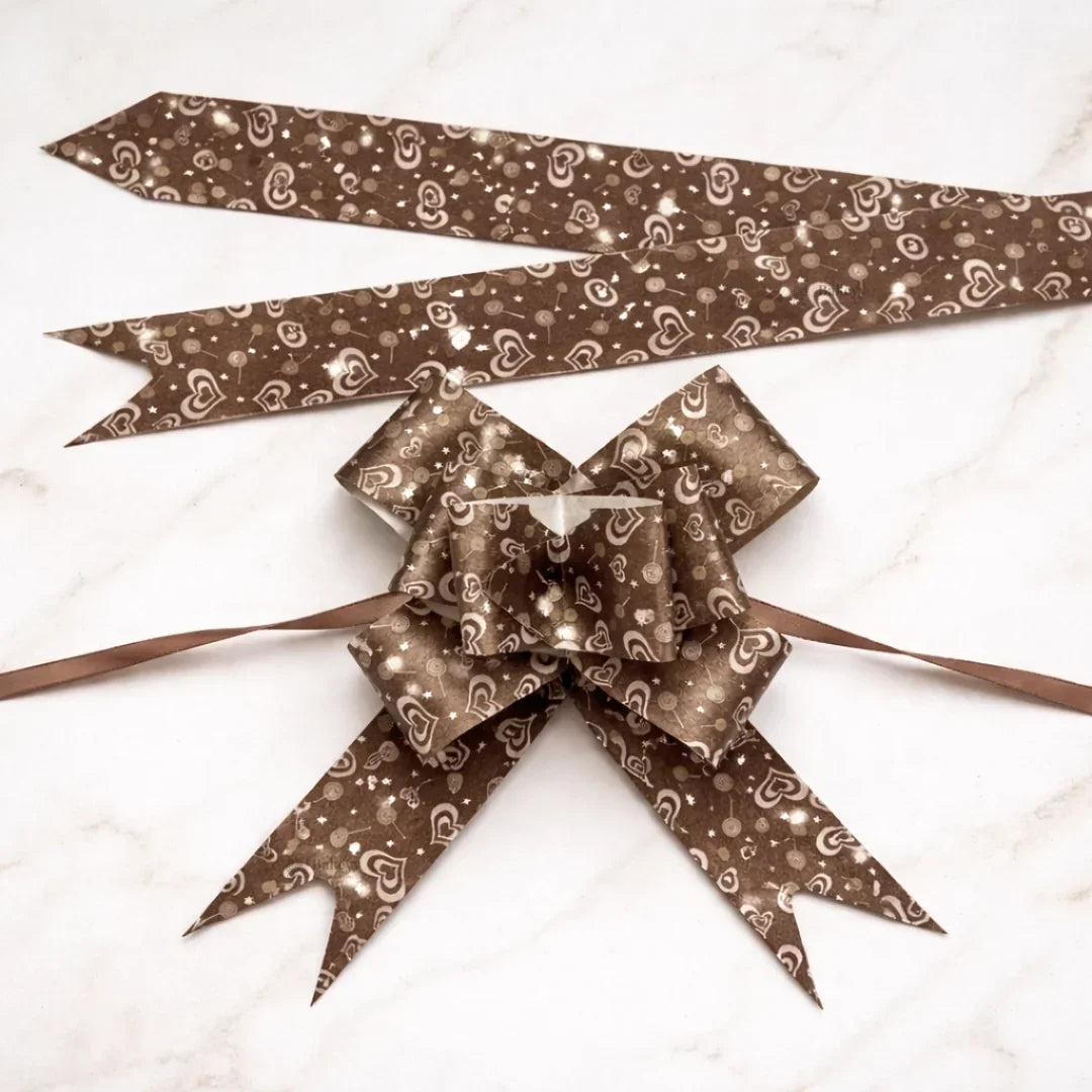 65 cm Printed Pattern Pull Up Gift Ribbon Bow | Easy Self-Tie Decorative Ribbon for Gift Wrapping & Hampers | Multiple Designs Available | Pack of 10 - Bakeyy.com - India - 65 cm Printed Pattern Pull Up Gift Ribbon Bow | Easy Self-Tie Decorative Ribbon for Gift Wrapping & Hampers | Multiple Designs Available | Pack of 10 - Design 1 60.00