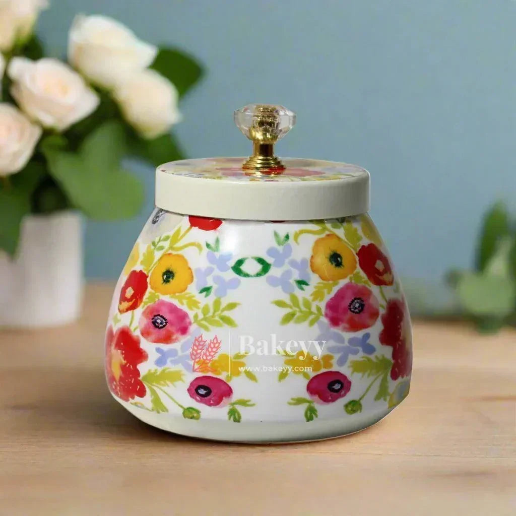 Dry Fruit Jar for Gifting | Designed Jar | Flower Print | (Pack of 1) - Bakeyy.com - India - Dry Fruit Jar for Gifting | Designed Jar | Flower Print | (Pack of 1) - Default Title