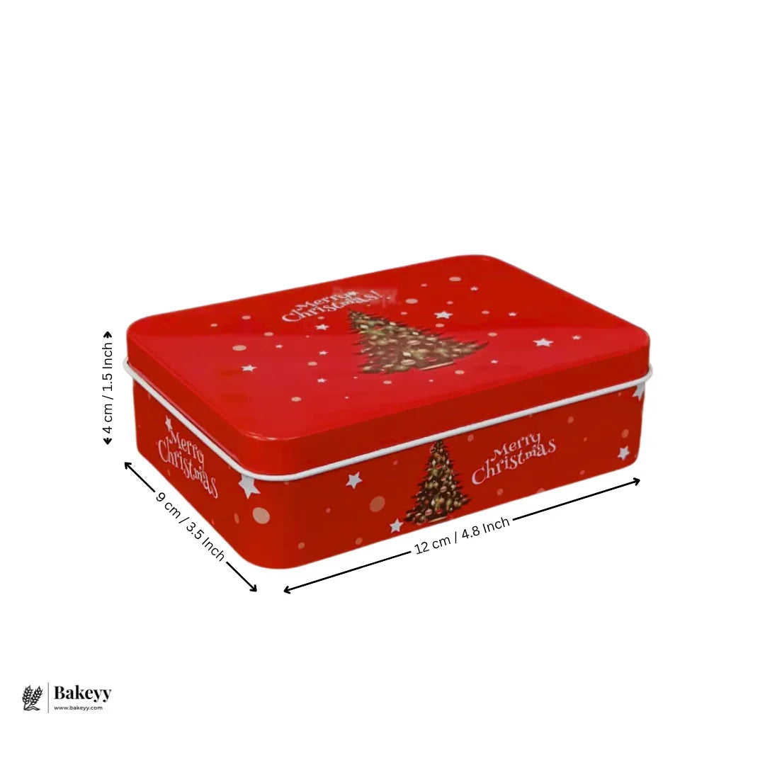 Rectangle Christmas Gift Storage Box | Christmas Cookie & Chocolate Tin Box | Pack of 6 - Bakeyy.com - India - Rectangle Christmas Gift Storage Box | Christmas Cookie & Chocolate Tin Box | Pack of 6 - 12x9x4 cm 330.00