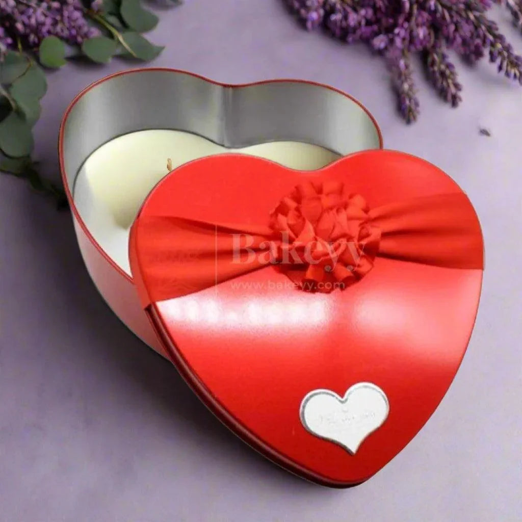 Extra Large-Size 4| Mixed Colours with Mixed Bow Heart Empty Decorative Tin Box | Pack of 2