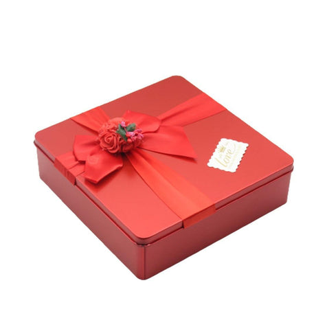 Red Square Empty Decorative Tin Box | Pack of 2 | Gift Box | Chocolate Box | Sweet Box | Jewellery Box | Luxury Box - Bakeyy.com - India - Red Square Empty Decorative Tin Box | Pack of 2 | Gift Box | Chocolate Box | Sweet Box | Jewellery Box | Luxury Box - Default Title