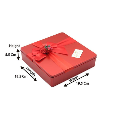 Red Square Empty Decorative Tin Box | Pack of 2 | Gift Box | Chocolate Box | Sweet Box | Jewellery Box | Luxury Box - Bakeyy.com - India - Red Square Empty Decorative Tin Box | Pack of 2 | Gift Box | Chocolate Box | Sweet Box | Jewellery Box | Luxury Box - Default Title