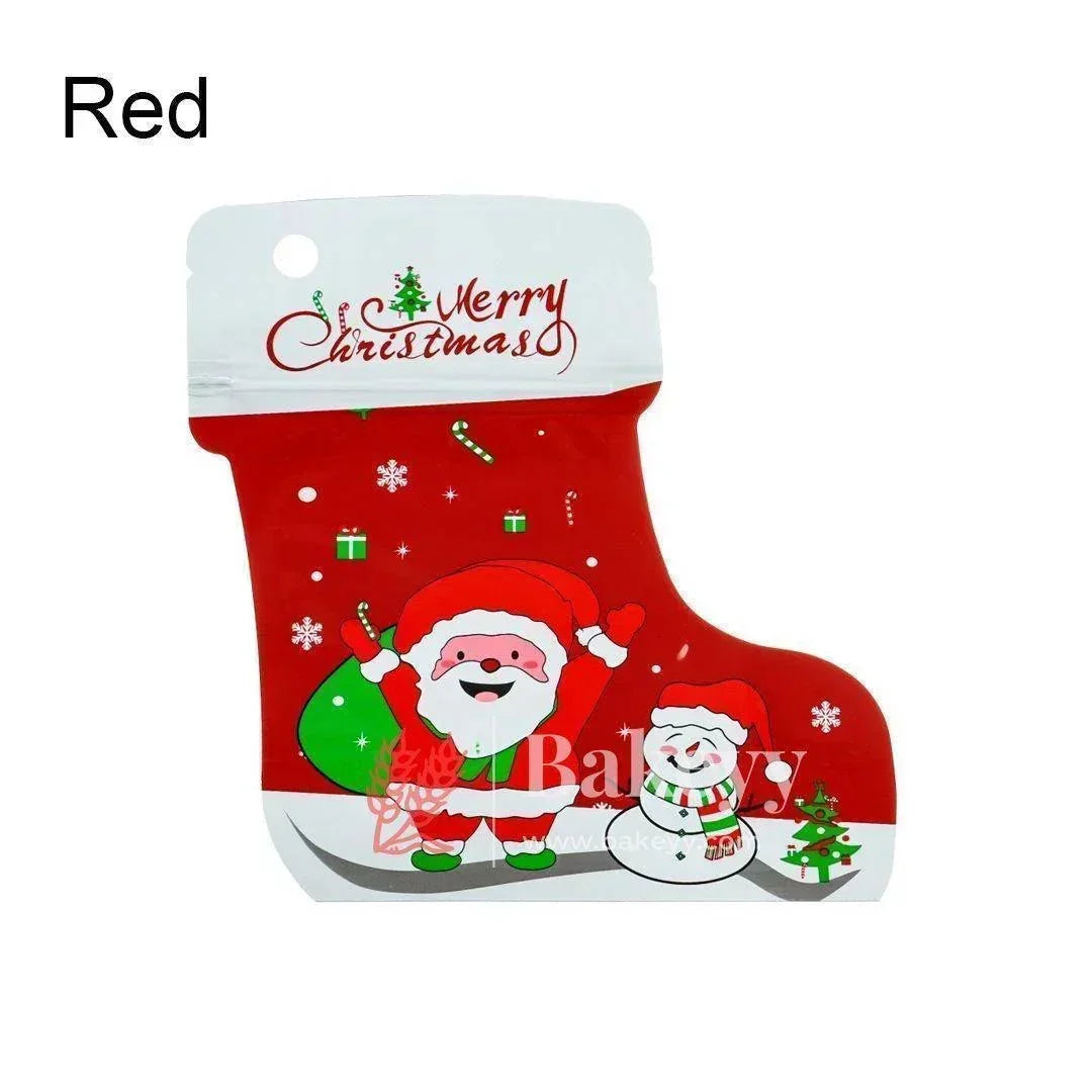Christmas Fancy Ziplock Stocking Gift Bags – Pack of 50: Perfect for Holiday Gifting - Bakeyy.com - India - Christmas Fancy Ziplock Stocking Gift Bags – Pack of 50: Perfect for Holiday Gifting - Small
