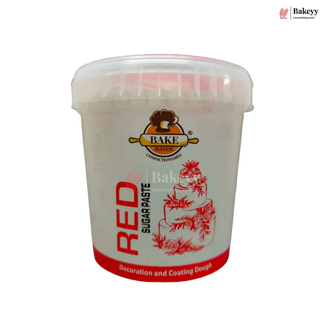 Bakehaven Red Sugar Paste – Premium Fondant for Cake Decoration & Coating | 1kg Smooth & Ready-to-Use Dough - Bakeyy.com - India - Bakehaven Red Sugar Paste – Premium Fondant for Cake Decoration & Coating | 1kg Smooth & Ready-to-Use Dough - Default Title