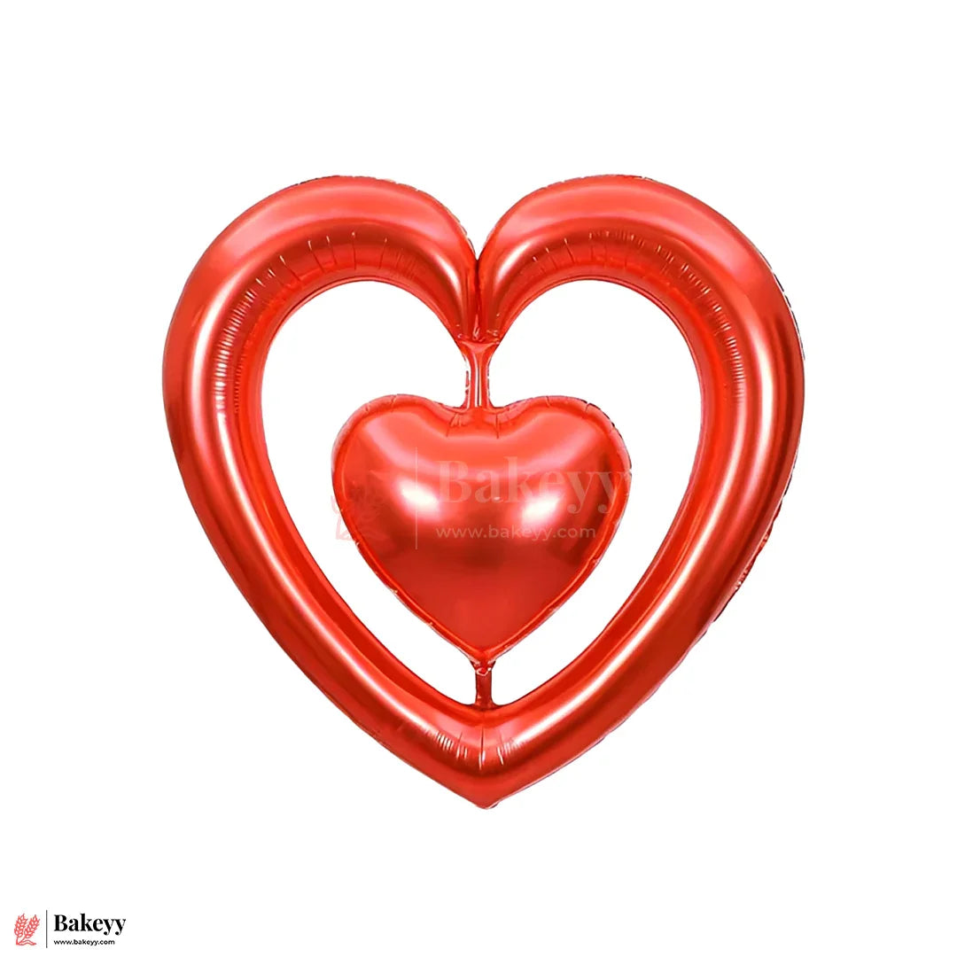 Double Heart Red Foil Balloon – Romantic Party Decoration - Bakeyy.com - India - Double Heart Red Foil Balloon – Romantic Party Decoration - Default Title