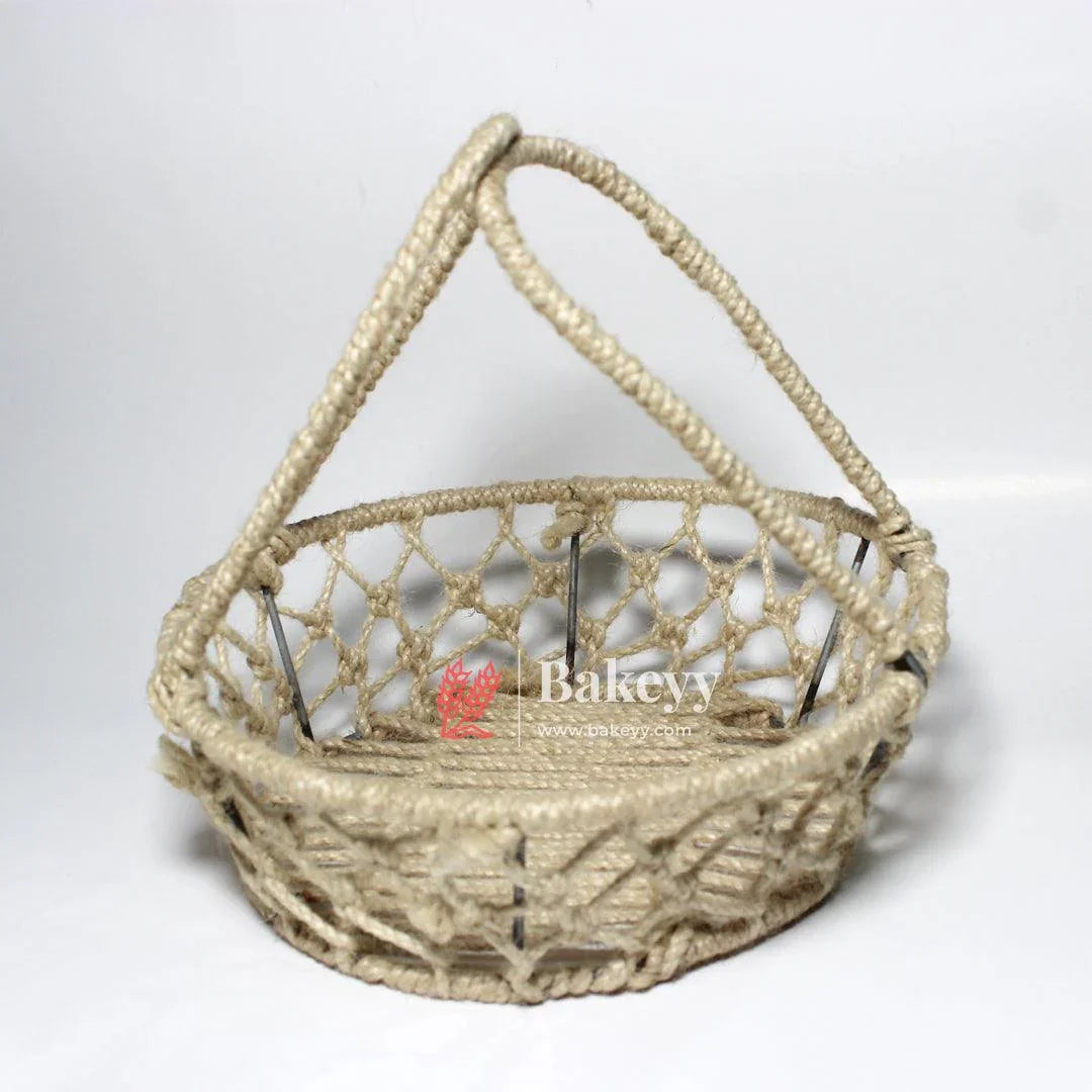 Decorative Jute Metal Hamper Basket For Gifting | Handcrafted Round Basket – Stylish & Functional Storage - Bakeyy.com - India - Decorative Jute Metal Hamper Basket For Gifting | Handcrafted Round Basket – Stylish & Functional Storage - Large