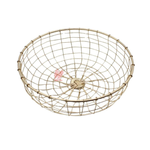 Round Decorative Gold Metal Hamper Basket For Gifting | Large - Bakeyy.com - India - Round Decorative Gold Metal Hamper Basket For Gifting | Large - Default Title