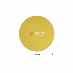 Yellow round mat with 'Bakeyy' branding and a measurement label on a white background