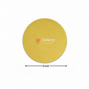 Yellow round mat with 'Bakeyy' branding and a measurement label indicating 5-inch diameter.