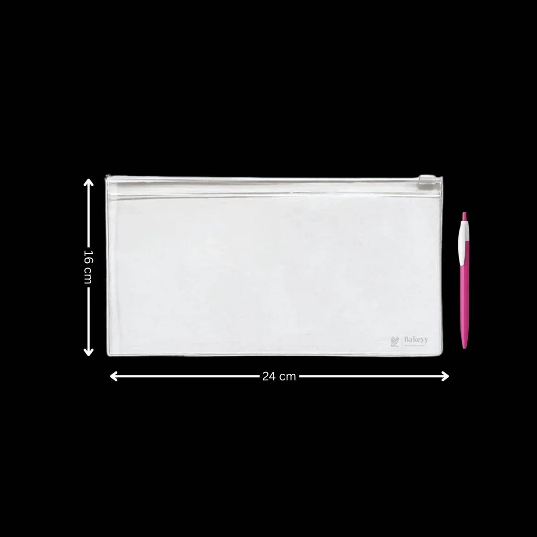 Frosted Zip Pouch with Slider Seal | Transparent Zipper Pouch | Multiple Sizes Availale | Pack of 50 - Bakeyy.com - India - Frosted Zip Pouch with Slider Seal | Transparent Zipper Pouch | Multiple Sizes Availale | Pack of 50 - 16x24 cm 290.00
