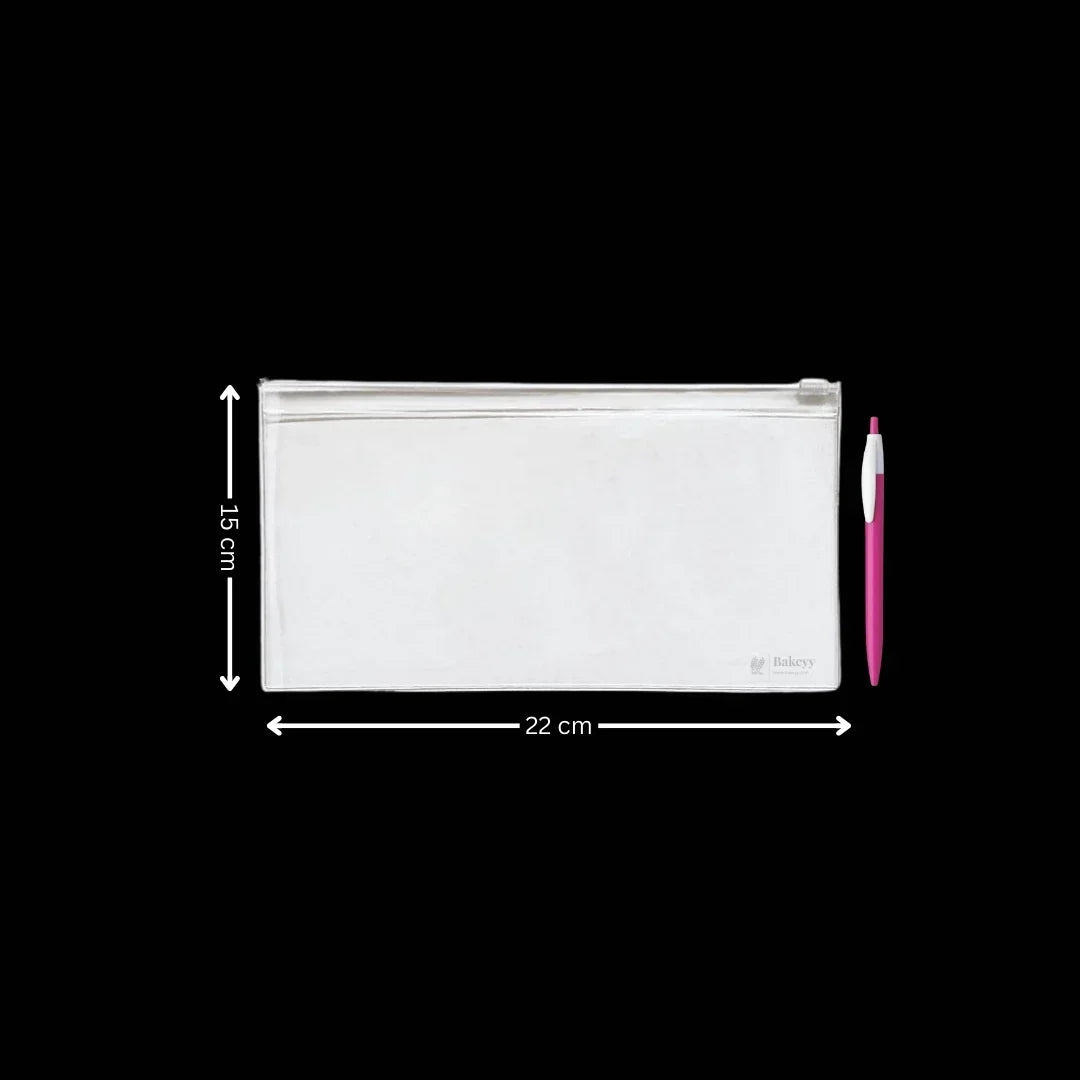Frosted Zip Pouch with Slider Seal | Transparent Zipper Pouch | Multiple Sizes Availale | Pack of 50 - Bakeyy.com - India - Frosted Zip Pouch with Slider Seal | Transparent Zipper Pouch | Multiple Sizes Availale | Pack of 50 - 15x22 cm 250.00
