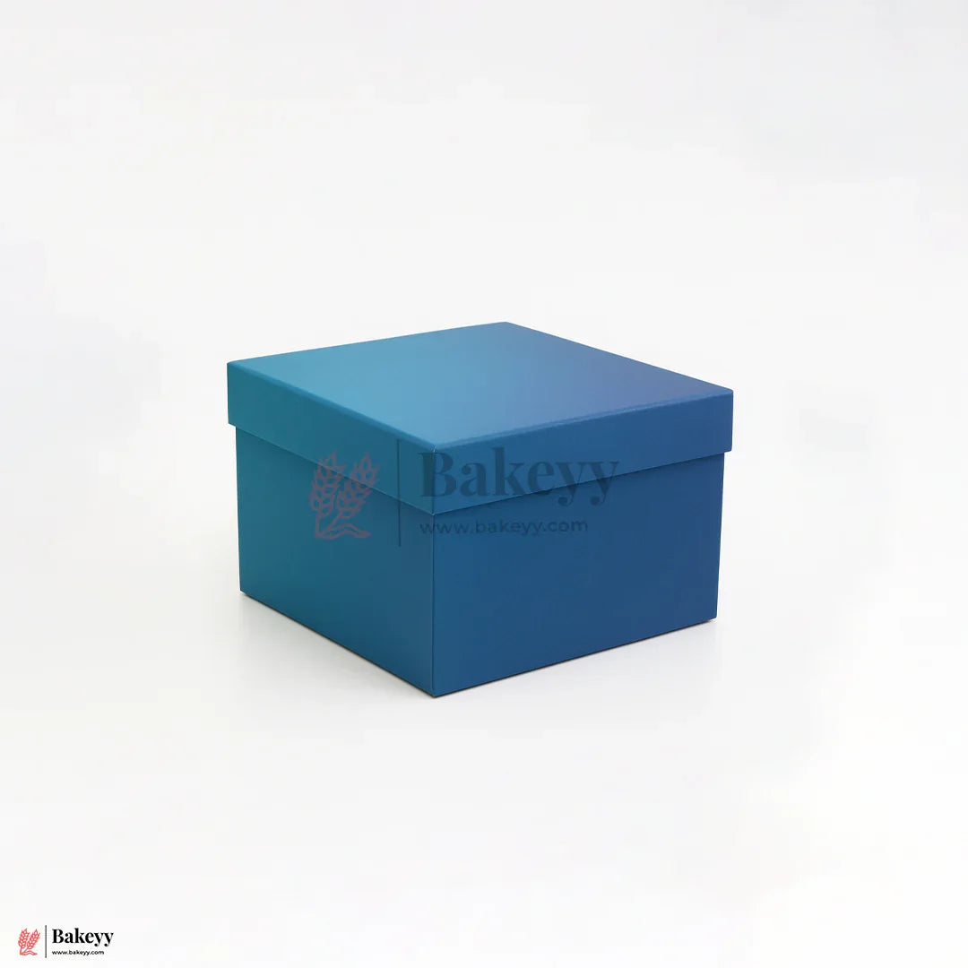 Premium Dual Shade Royal Blue Glitter Finish Rigid Hamper Box | Pack Of 1 - Bakeyy.com - India - Premium Dual Shade Royal Blue Glitter Finish Rigid Hamper Box | Pack Of 1 - 6x6x4 Inch