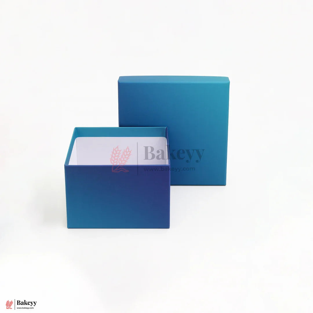 Premium Dual Shade Royal Blue Glitter Finish Rigid Hamper Box | Pack Of 1 - Bakeyy.com - India - Premium Dual Shade Royal Blue Glitter Finish Rigid Hamper Box | Pack Of 1 - 6x6x4 Inch