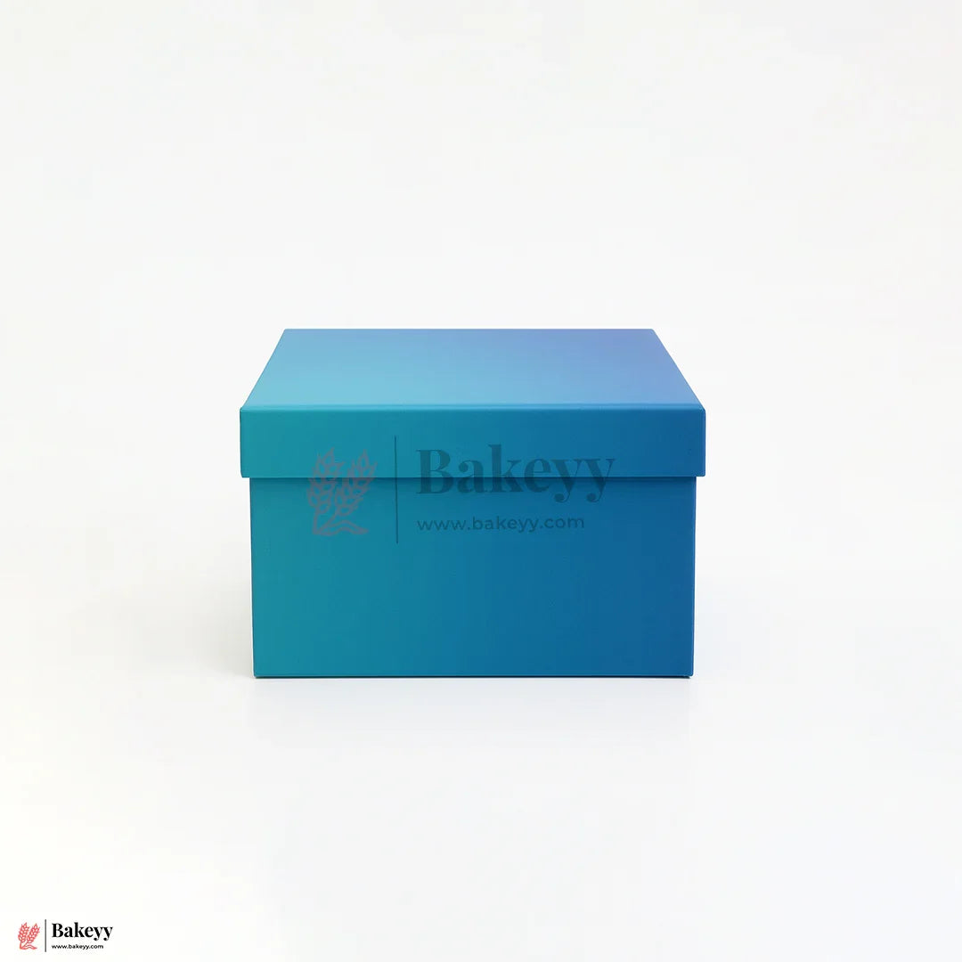 Premium Dual Shade Royal Blue Glitter Finish Rigid Hamper Box | Pack Of 1 - Bakeyy.com - India - Premium Dual Shade Royal Blue Glitter Finish Rigid Hamper Box | Pack Of 1 - 6x6x4 Inch