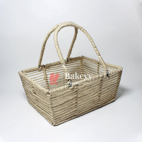 Decorative Jute Metal Hamper Basket For Gifting | Handmade Basket with Handles - Bakeyy.com - India - Decorative Jute Metal Hamper Basket For Gifting | Handmade Basket with Handles - Default Title