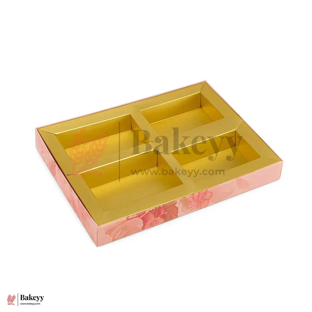 24x16x2.5 cm | Delicious Delight 4 Cavity Dry Fruit Gift Box | Decorative Festive Packaging | Pack of 10