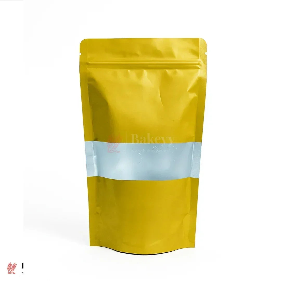Gold  Colour With Window | 10x17 CM | Standing Pouch | 110 GSM | Pack of 100
