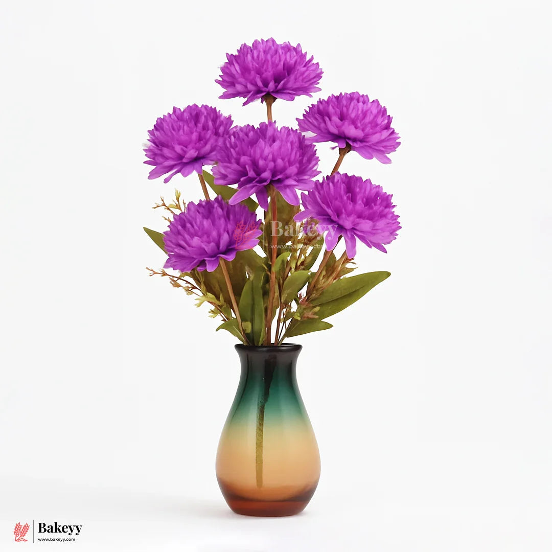 Artificial Chrysanthemum Flower Bunch – 37cm |Purple | Decorative Stick for Home & Events | Pack Of 1