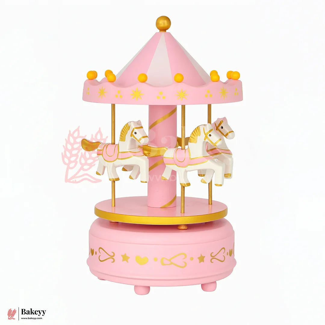Pink Musical Carousel | Rotating Horse Toy Showpiece for Kids & Decor - Bakeyy.com - India - Pink Musical Carousel | Rotating Horse Toy Showpiece for Kids & Decor - Default Title