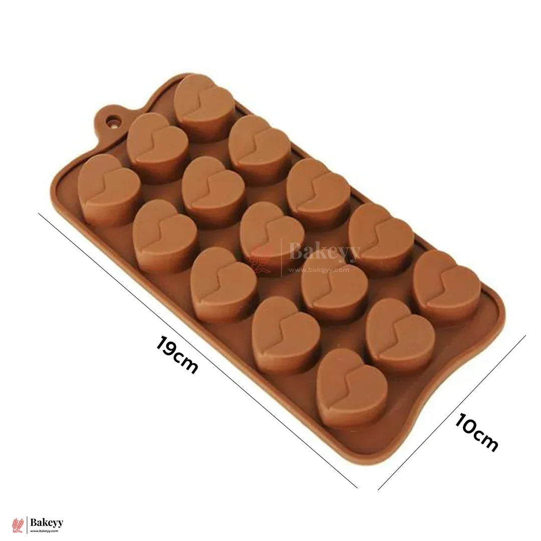 15-Cavity | Broken Heart Design | Silicone Heart-Shaped Chocolate & Candy Mould| 1 Piece - Bakeyy.com - India - 15-Cavity | Broken Heart Design | Silicone Heart-Shaped Chocolate & Candy Mould| 1 Piece - Default Title