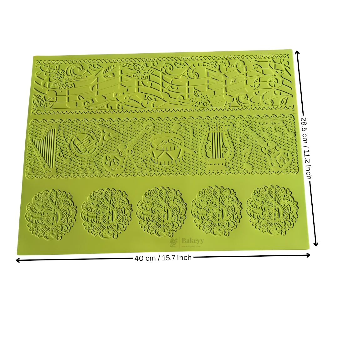Music Theme Silicone Lace Mould | Craft Mould | Cake Border & Decor Mould | Food-Grade Silicone | Pack of 1