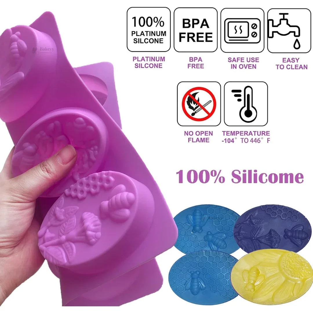 6 Cavity Bee & Honeycomb Oval Silicone Mould | Pack of 1