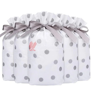 silver-big-dots-plastic-stand-up-treat-favor-bags-gift-wrapper-bags-for-candy-cookie-chocolate-or-pack-of-25-bakeyy-com-5 - Bakeyy.com