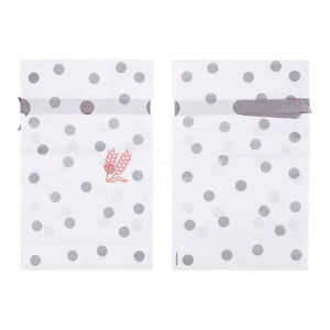 silver-big-dots-plastic-stand-up-treat-favor-bags-gift-wrapper-bags-for-candy-cookie-chocolate-or-pack-of-25-bakeyy-com-6 - Bakeyy.com