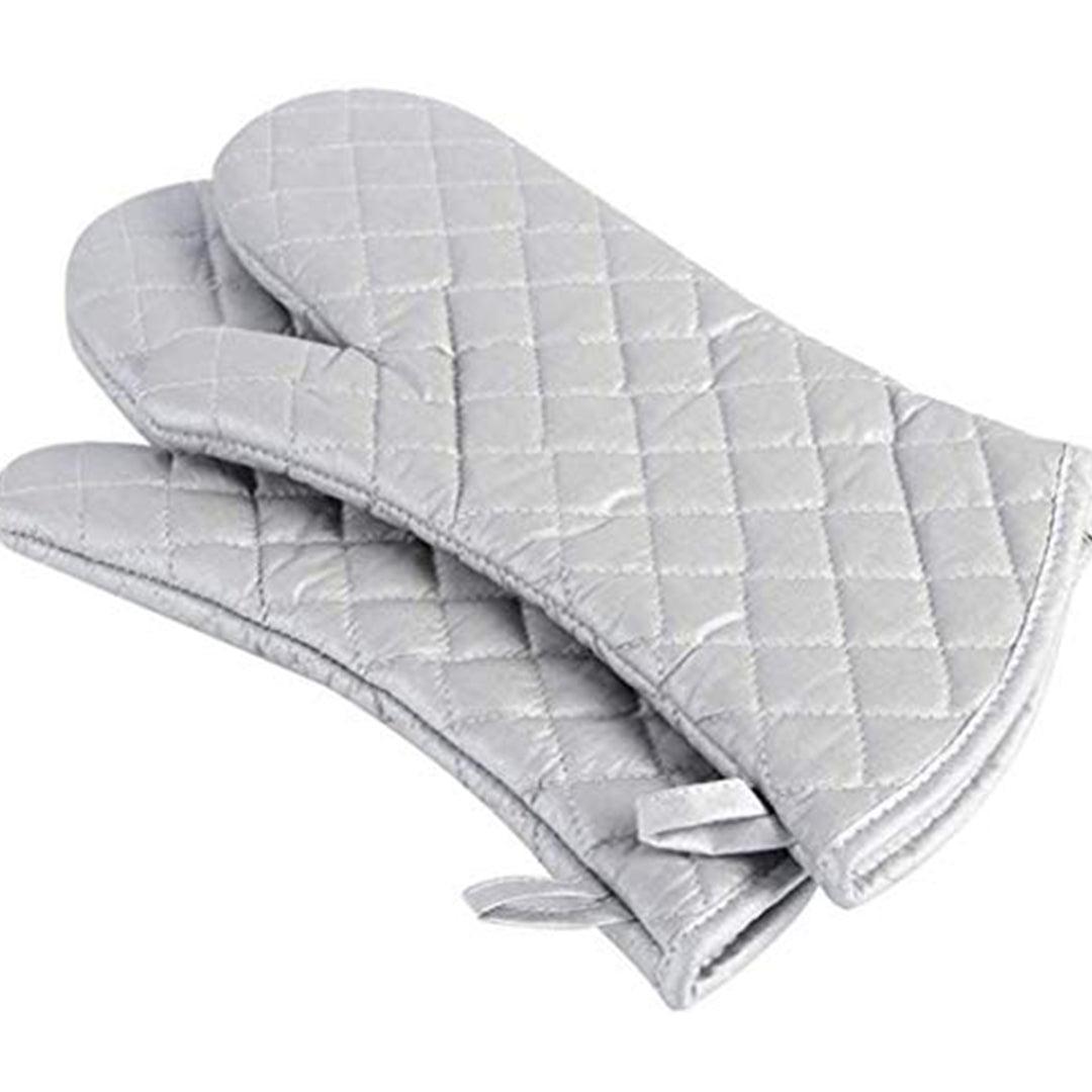 Silver Coated Cotton Fabric Heat Resistant Oven Gloves, Household Bakery Heat Resistant Microwave Oven Gloves - Bakeyy.com - India - Silver Coated Cotton Fabric Heat Resistant Oven Gloves, Household Bakery Heat Resistant Microwave Oven Gloves - Large