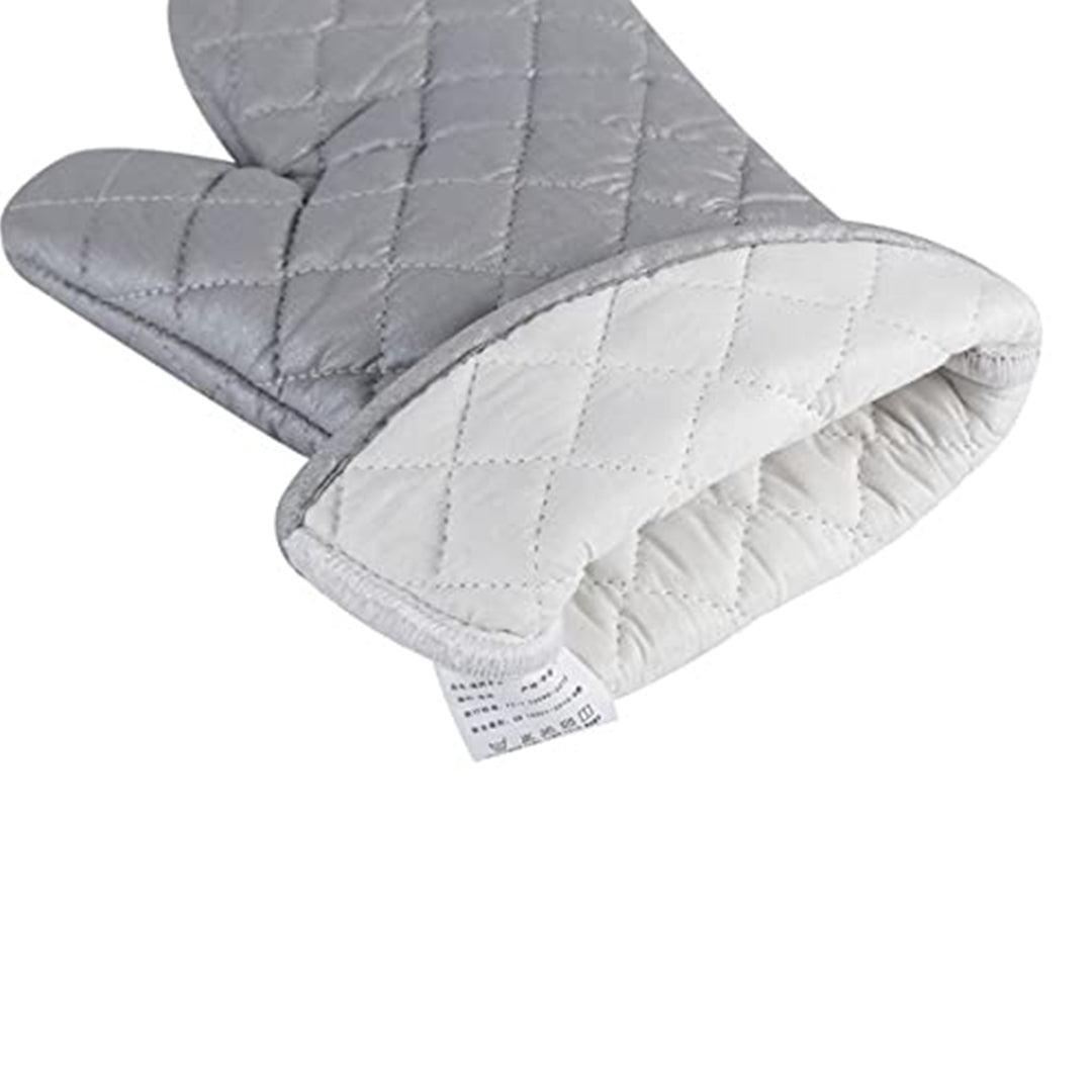 Silver Coated Cotton Fabric Heat Resistant Oven Gloves, Household Bakery Heat Resistant Microwave Oven Gloves - Bakeyy.com - India - Silver Coated Cotton Fabric Heat Resistant Oven Gloves, Household Bakery Heat Resistant Microwave Oven Gloves - Large