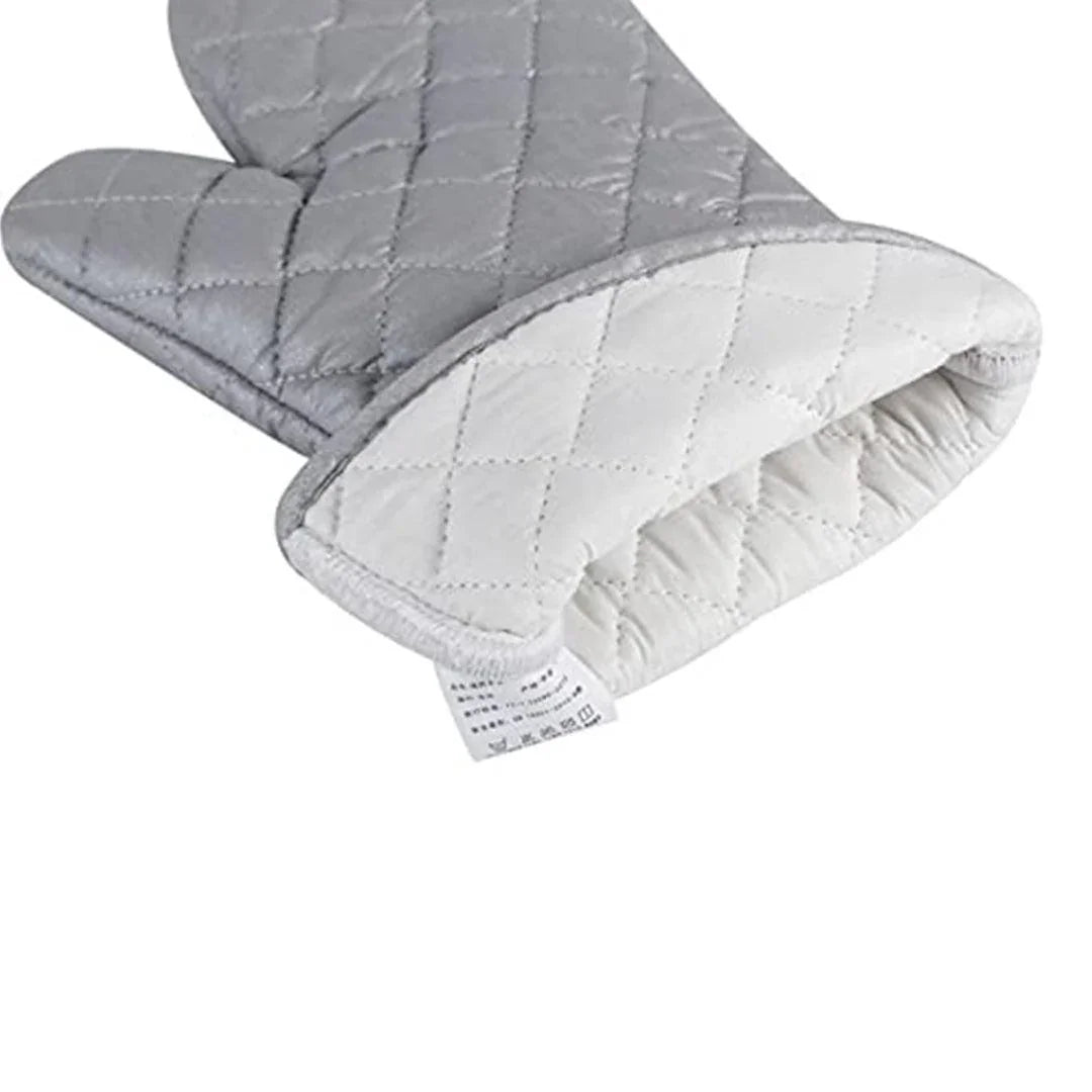 Silver Coated Cotton Fabric Heat Resistant Oven Gloves, Household Bakery Heat Resistant Microwave Oven Gloves - Bakeyy.com - India - Silver Coated Cotton Fabric Heat Resistant Oven Gloves, Household Bakery Heat Resistant Microwave Oven Gloves - Large