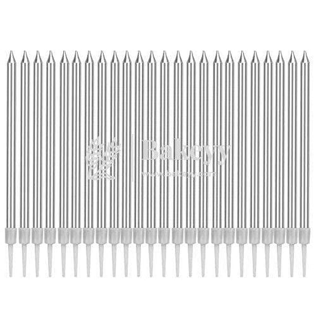 Silver Metallic Candle Pack of 6 pcs for Cake | Birthday | Anniversary | Thin Candles Birthday Cake Candles Long - Bakeyy.com - India - Silver Metallic Candle Pack of 6 pcs for Cake | Birthday | Anniversary | Thin Candles Birthday Cake Candles Long - Default Title