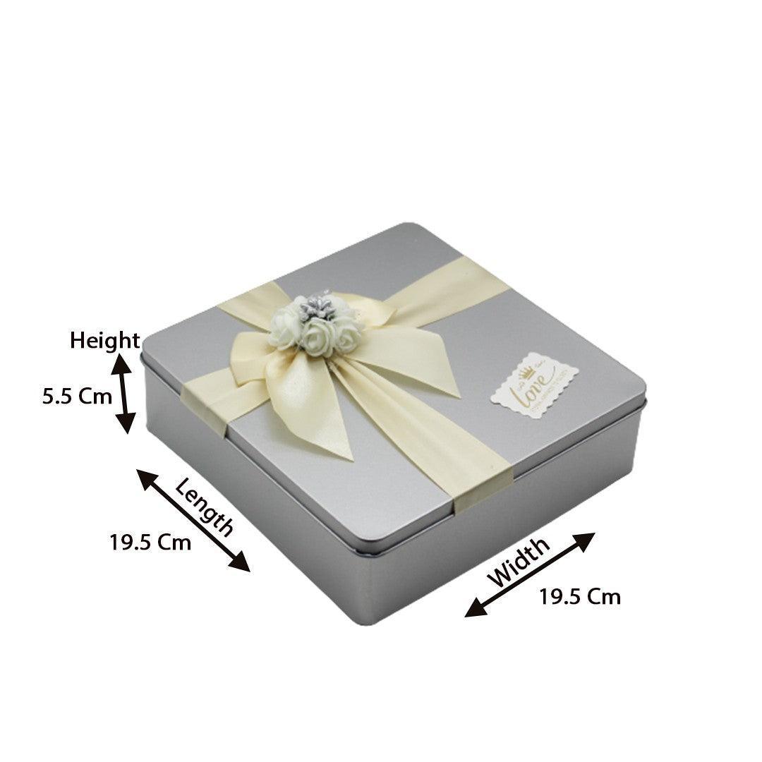 Silver Square Empty Decorative Tin Box | Pack of 2 | Gift Box | Chocolate Box | Sweet Box | Jewellery Box | Luxury Box - Bakeyy.com - India - Silver Square Empty Decorative Tin Box | Pack of 2 | Gift Box | Chocolate Box | Sweet Box | Jewellery Box | Luxury Box - Default Title