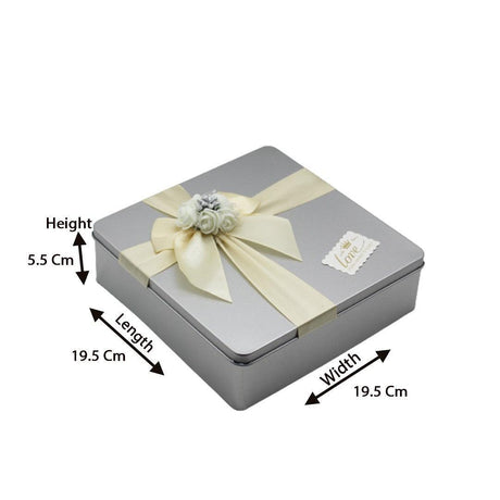 Silver Square Empty Decorative Tin Box | Pack of 2 | Gift Box | Chocolate Box | Sweet Box | Jewellery Box | Luxury Box - Bakeyy.com - India - Silver Square Empty Decorative Tin Box | Pack of 2 | Gift Box | Chocolate Box | Sweet Box | Jewellery Box | Luxury Box - Default Title