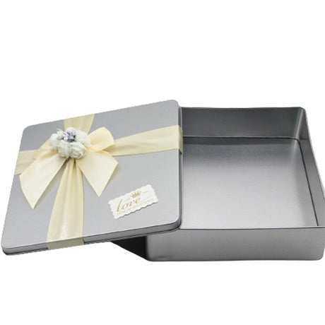 Silver Square Empty Decorative Tin Box | Pack of 2 | Gift Box | Chocolate Box | Sweet Box | Jewellery Box | Luxury Box - Bakeyy.com - India - Silver Square Empty Decorative Tin Box | Pack of 2 | Gift Box | Chocolate Box | Sweet Box | Jewellery Box | Luxury Box - Default Title