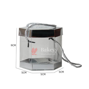 PVC Transparent Gift Box |Hexagon| Pack of 10 || Elegant Packaging Solution for Special Occasions - Bakeyy.com - India - PVC Transparent Gift Box |Hexagon| Pack of 10 || Elegant Packaging Solution for Special Occasions - Silver