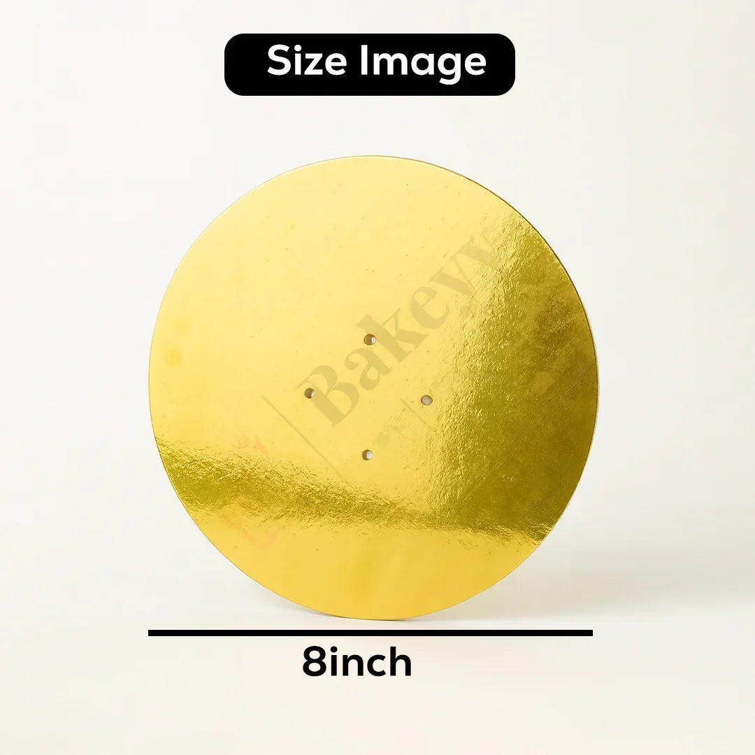 8 Inch Round Gold Cake Base Board with Holes – Strong & Sturdy| Pack Of 25 - Bakeyy.com - India - 8 Inch Round Gold Cake Base Board with Holes – Strong & Sturdy| Pack Of 25 - Default Title