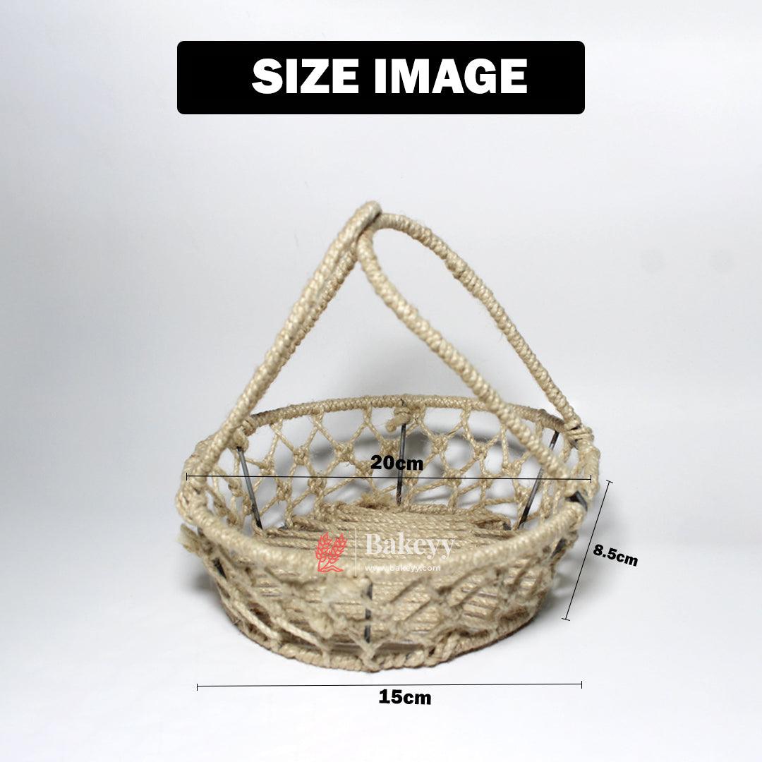 Decorative Jute Metal Hamper Basket For Gifting | Handcrafted Round Basket – Stylish & Functional Storage - Bakeyy.com - India - Decorative Jute Metal Hamper Basket For Gifting | Handcrafted Round Basket – Stylish & Functional Storage - Small