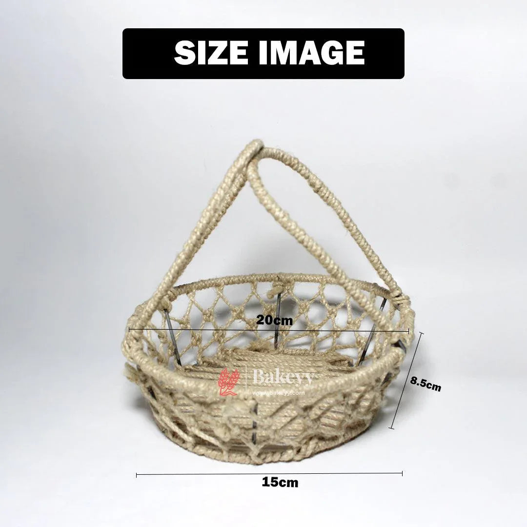Decorative Jute Metal Hamper Basket For Gifting | Handcrafted Round Basket – Stylish & Functional Storage - Bakeyy.com - India - Decorative Jute Metal Hamper Basket For Gifting | Handcrafted Round Basket – Stylish & Functional Storage - Small