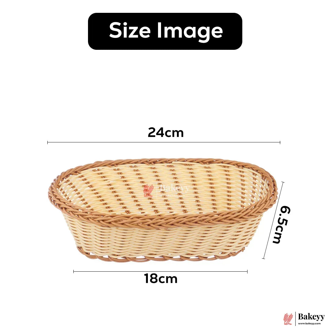 Oval Rustic Woven Storage & Serving Basket | Natural Finish | 1 Piece - Bakeyy.com - India - Oval Rustic Woven Storage & Serving Basket | Natural Finish | 1 Piece - Small