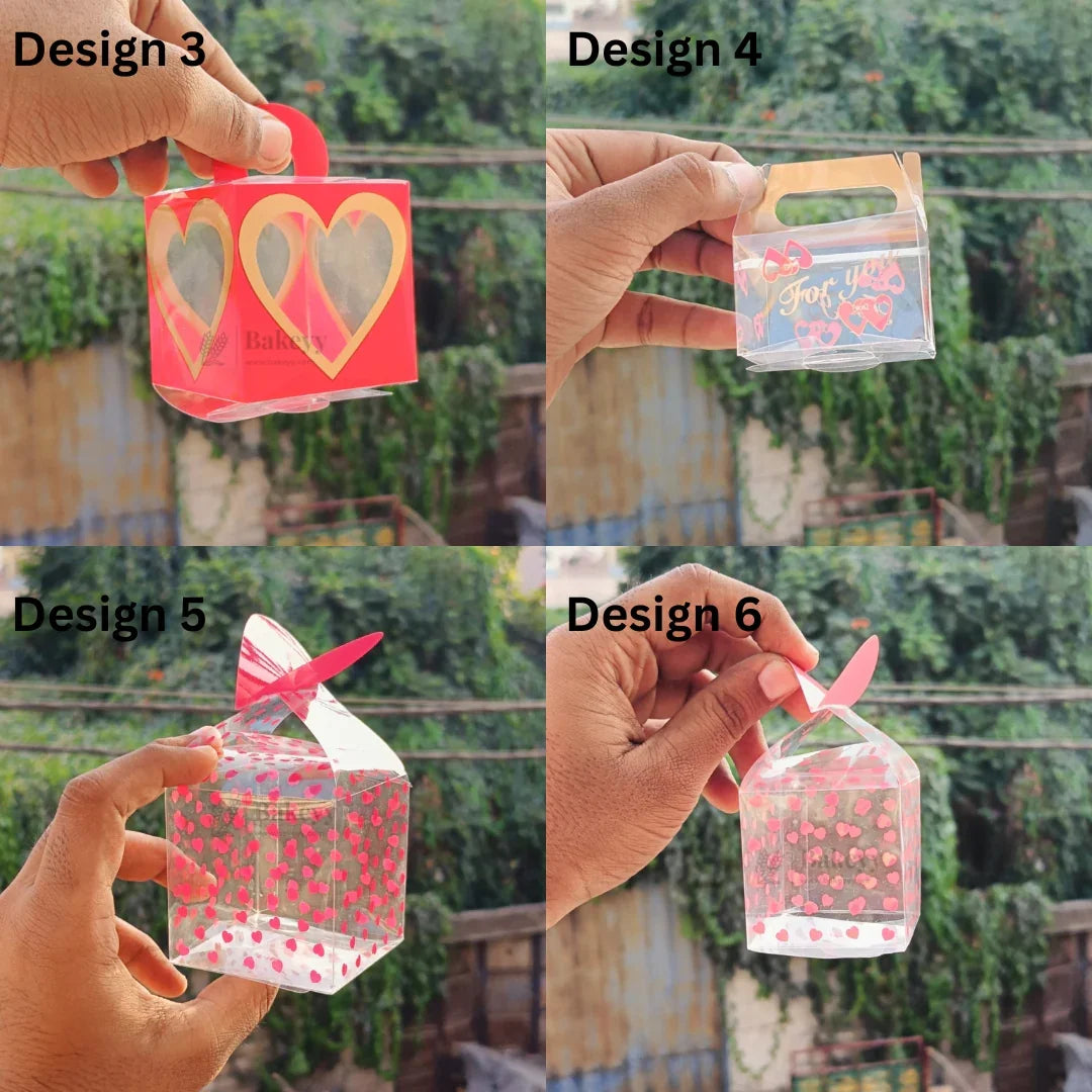 Four small gift packaging boxes in different designs, perfect for bakery gift hampers from Bakeyy.com