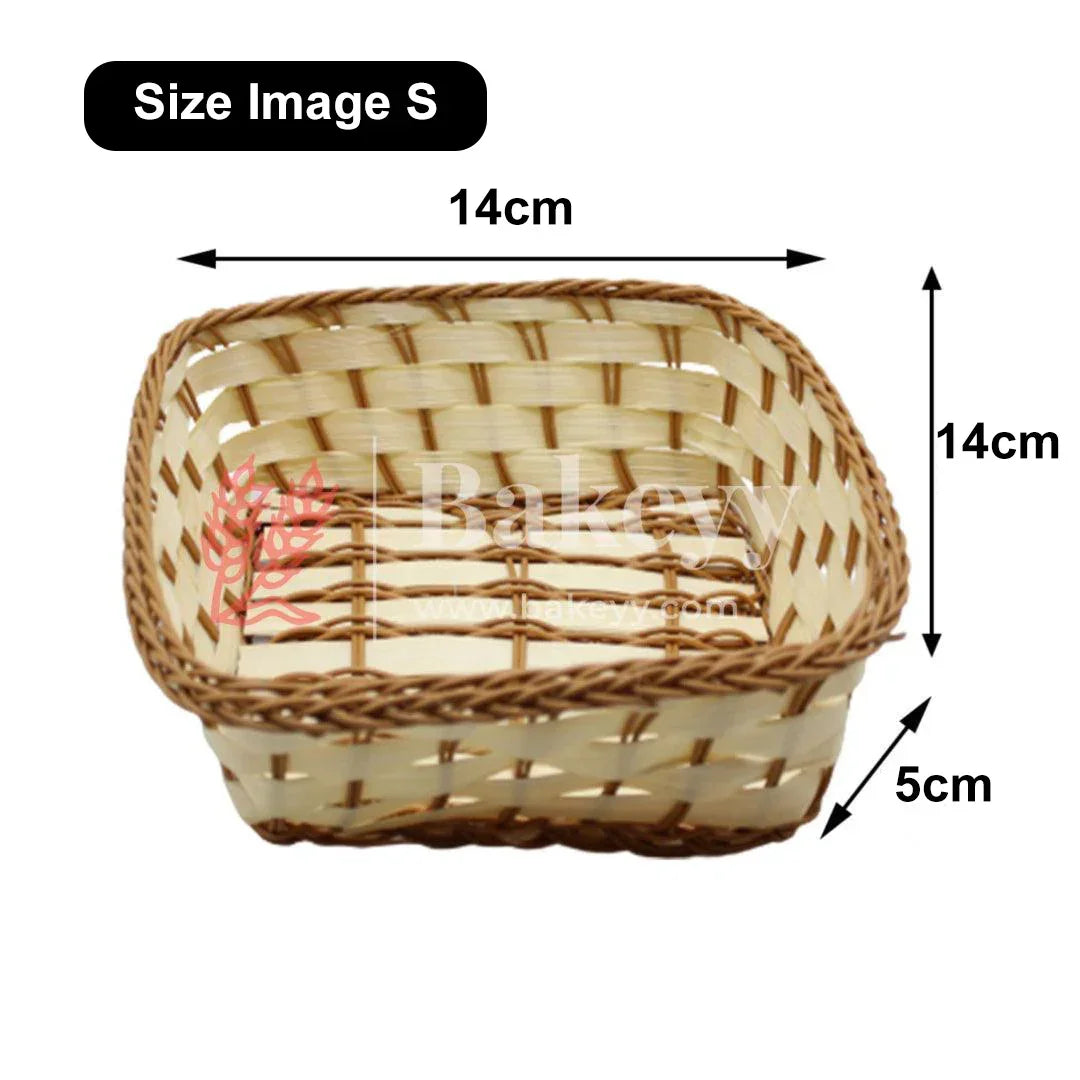 Handmade Square Wicker Basket | Multipurpose Storage & Gift Hamper Tray | 1 Piece - Bakeyy.com - India - Handmade Square Wicker Basket | Multipurpose Storage & Gift Hamper Tray | 1 Piece - Small