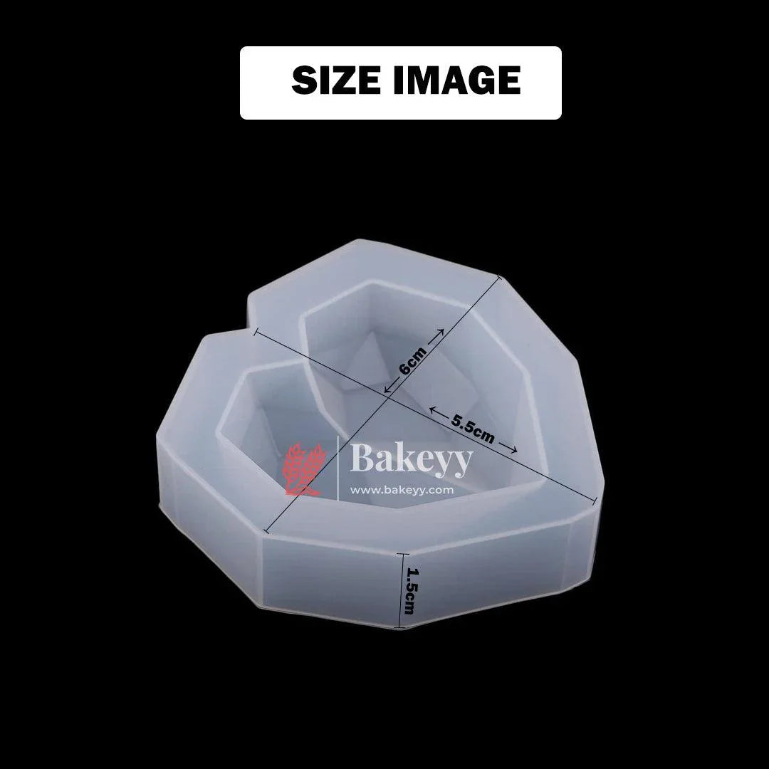 Multifaceted Geometric Heart Silicone Mould| Chocolate Making and Shaping Mould - Bakeyy.com - India - Multifaceted Geometric Heart Silicone Mould| Chocolate Making and Shaping Mould - Small