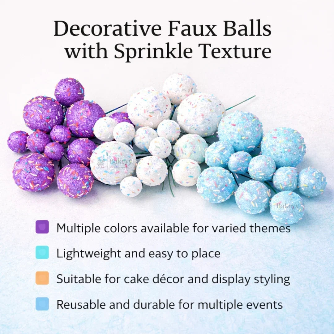 Decorative Faux Sprinkle and Glitter Balls for Cakes and Party Styling | Glitter Faux Balls | Cake Décor | Pack of 20