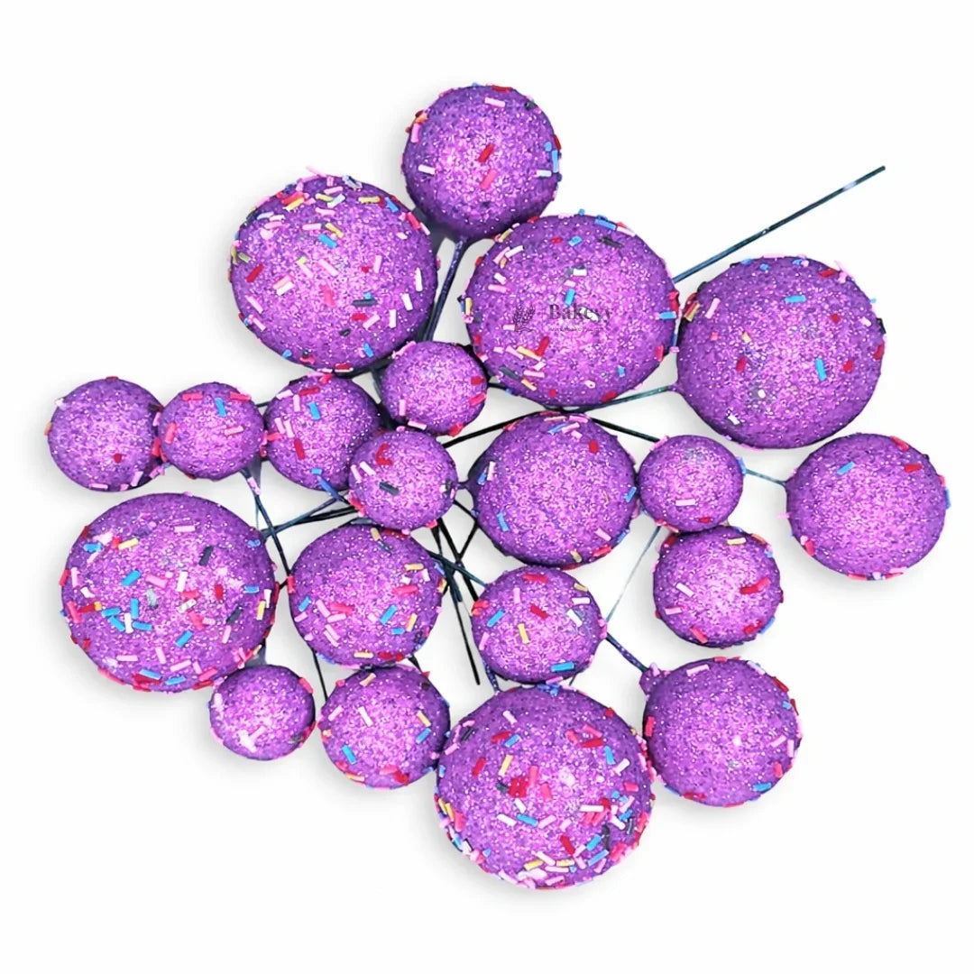 Decorative Faux Sprinkle and Glitter Balls for Cakes and Party Styling | Glitter Faux Balls | Cake Décor | Pack of 20