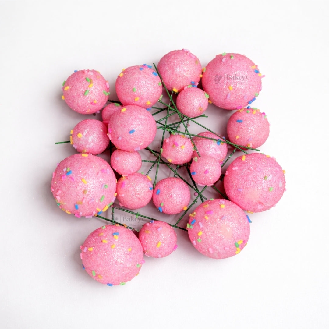 Decorative Faux Sprinkle and Glitter Balls for Cakes and Party Styling | Glitter Faux Balls | Cake Décor | Pack of 20