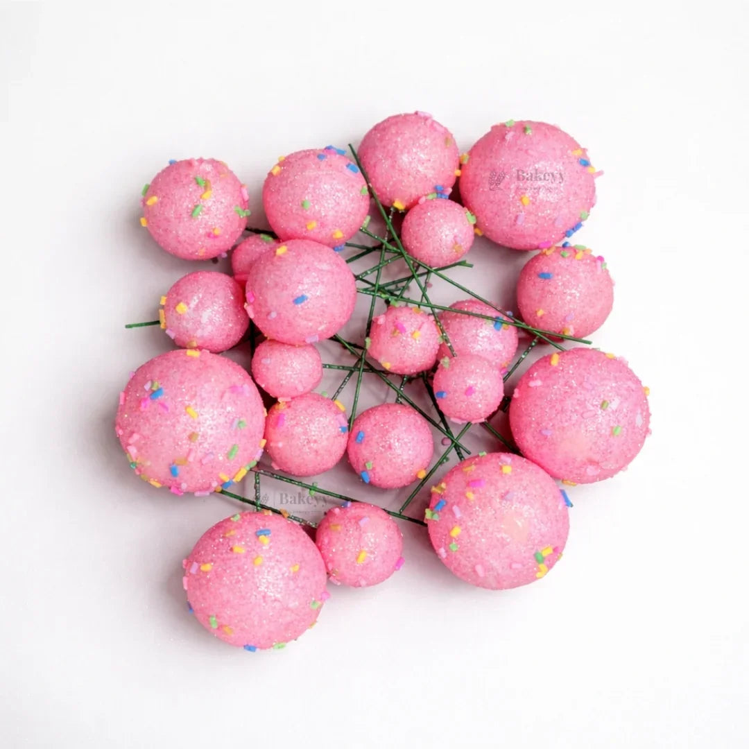 Decorative Faux Sprinkle and Glitter Balls for Cakes and Party Styling | Glitter Faux Balls | Cake Décor | Pack of 20